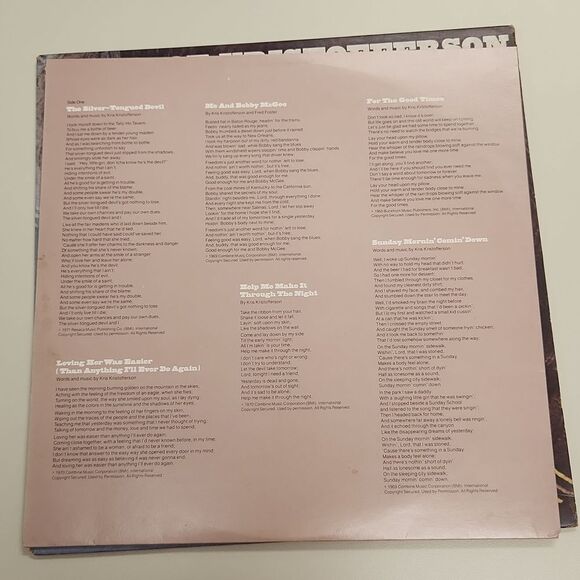 Songs of Kristofferson 1977 Vinyl Record Album - Picture 4 of 11